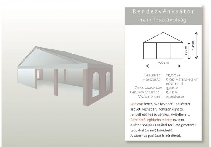 Rendezvénysátor 15m fesztávolság