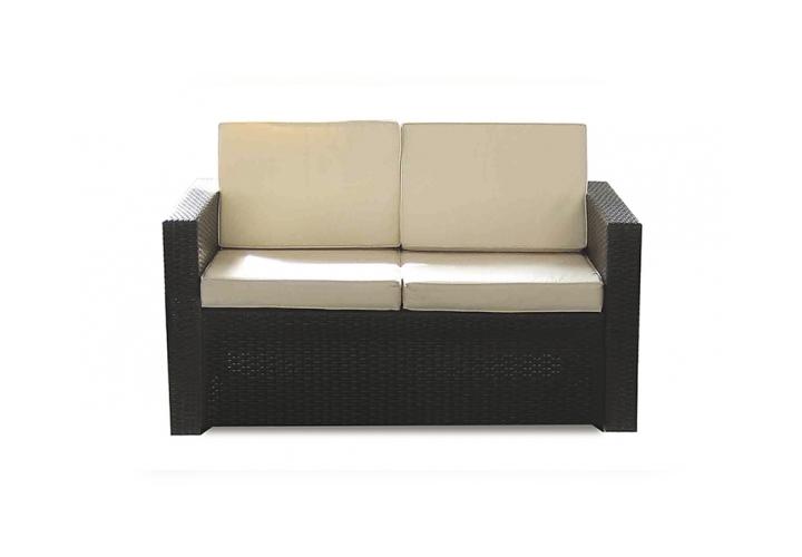 rattan kanapé (fekete)