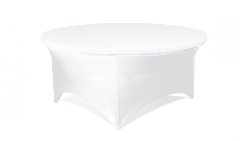 Spandex körasztalhuzat fehér (fehér sapkával) + körasztal bérlés
