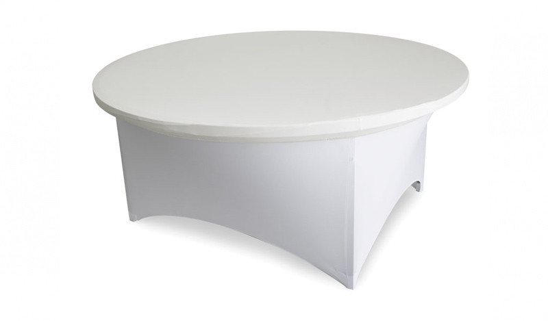 Spandex körasztalhuzat fehér (vanília sapkával) + körasztal bérlés