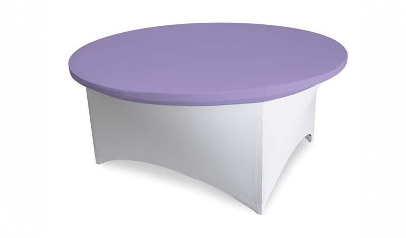 Spandex körasztalhuzat fehér (halványlila sapkával) + körasztal bérlés